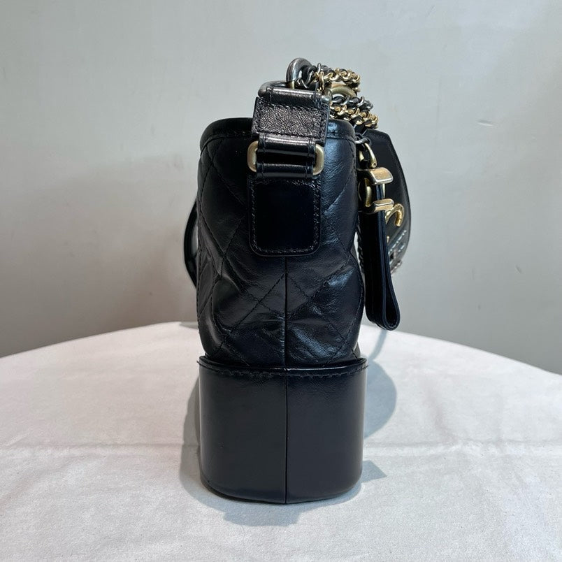 Chanel Gabrielle Limited Handle MM Black Leather Shoulder Bag