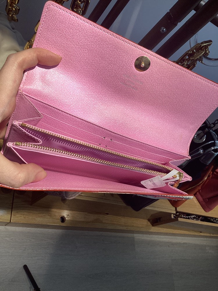 Louis Vuitton Multicolor Monogram White Long Wallet with Free Strap
