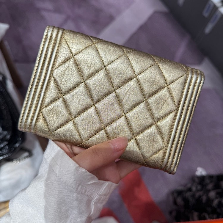 Chanel Quilted Gold Wallet