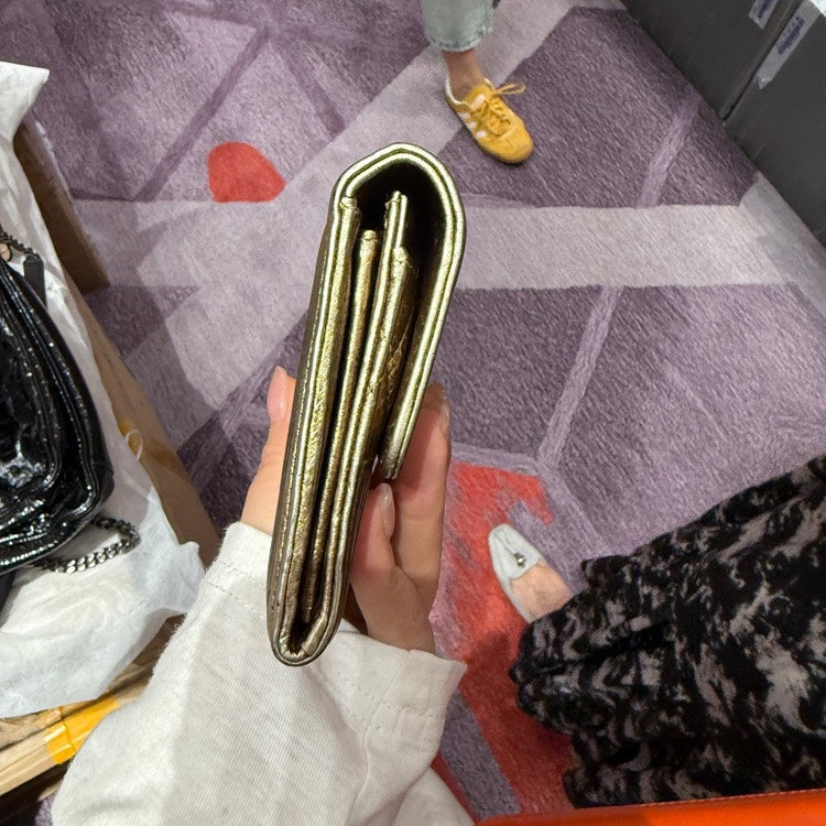 Chanel Quilted Gold Wallet