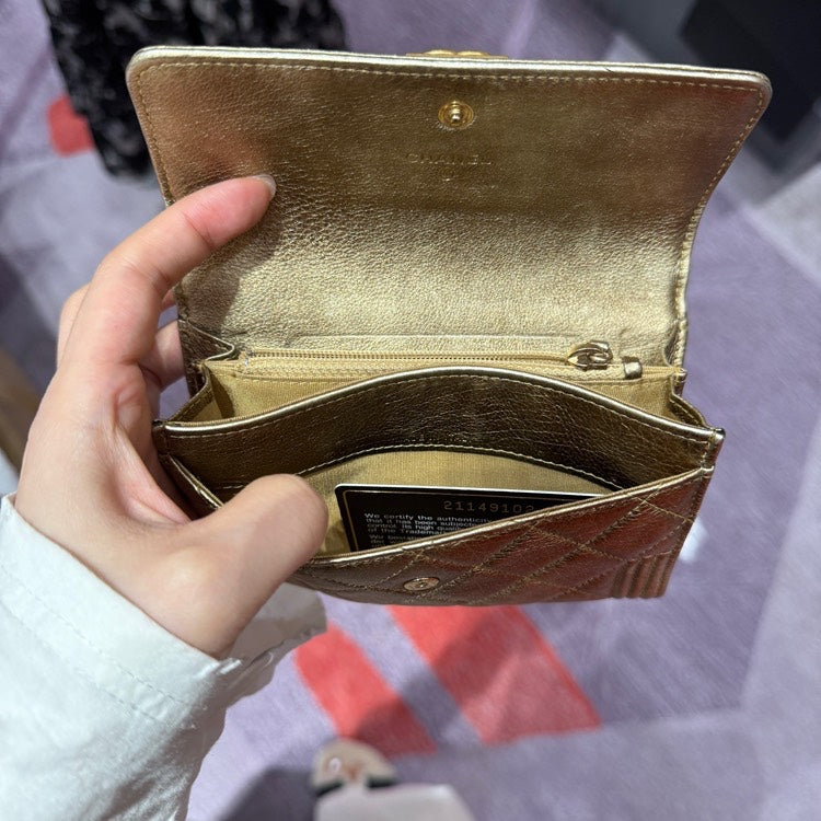 Chanel Quilted Gold Wallet