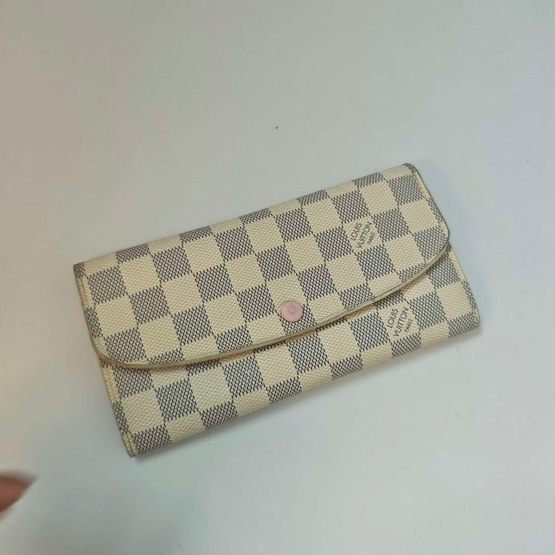 Louis Vuitton Damier Azur Checkered Wallet with Free Strap