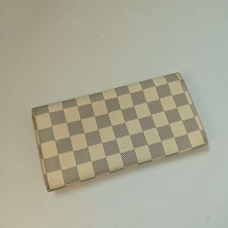 Louis Vuitton Damier Azur Checkered Wallet with Free Strap