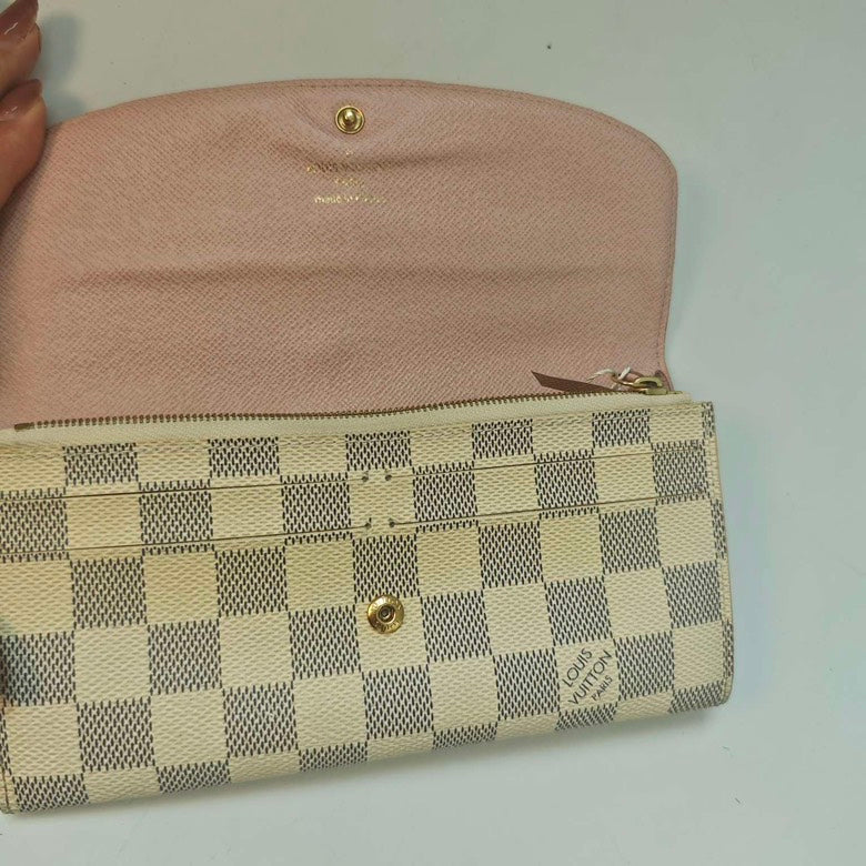 Louis Vuitton Damier Azur Checkered Wallet with Free Strap
