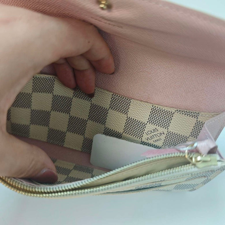 Louis Vuitton Damier Azur Checkered Wallet with Free Strap