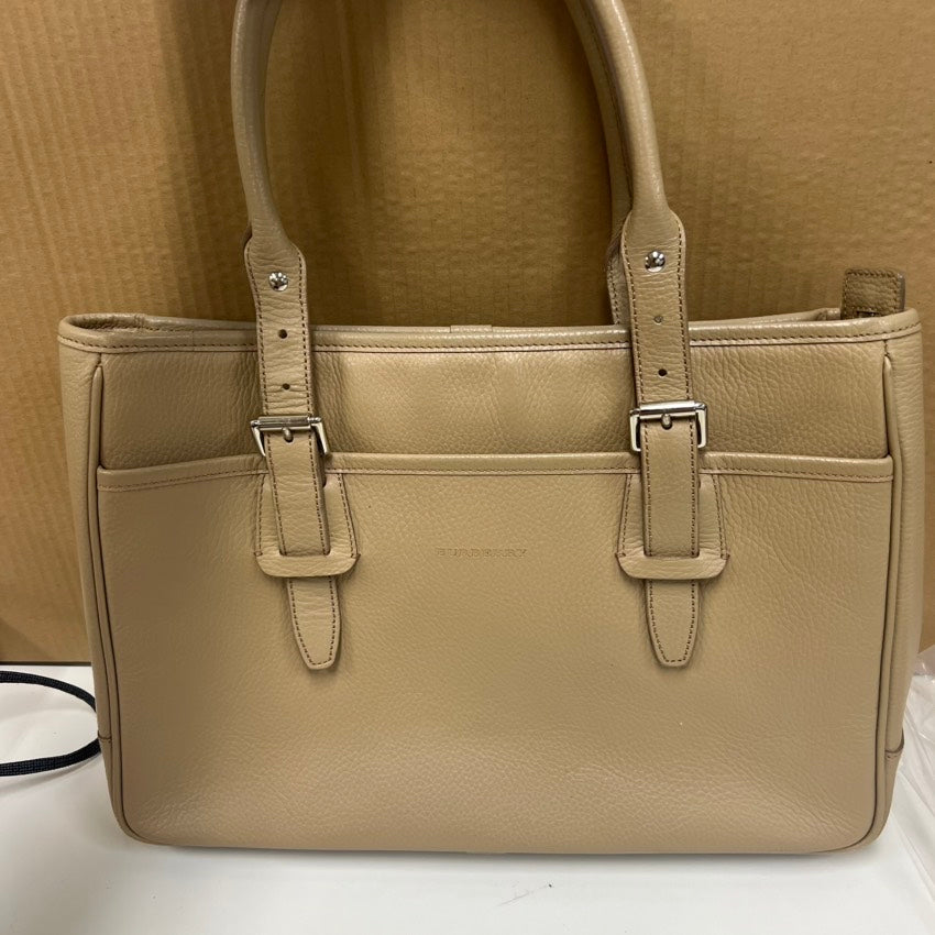 Preloved Burberry E8810 Tote Bag in Beige Leather