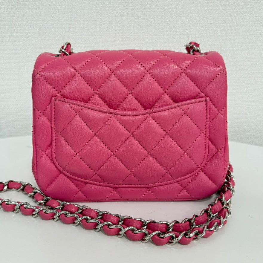 Preloved Chanel Calfskin Mini Flap Bag Pink Series 27 FM0145 - Vintage Chanel Bags