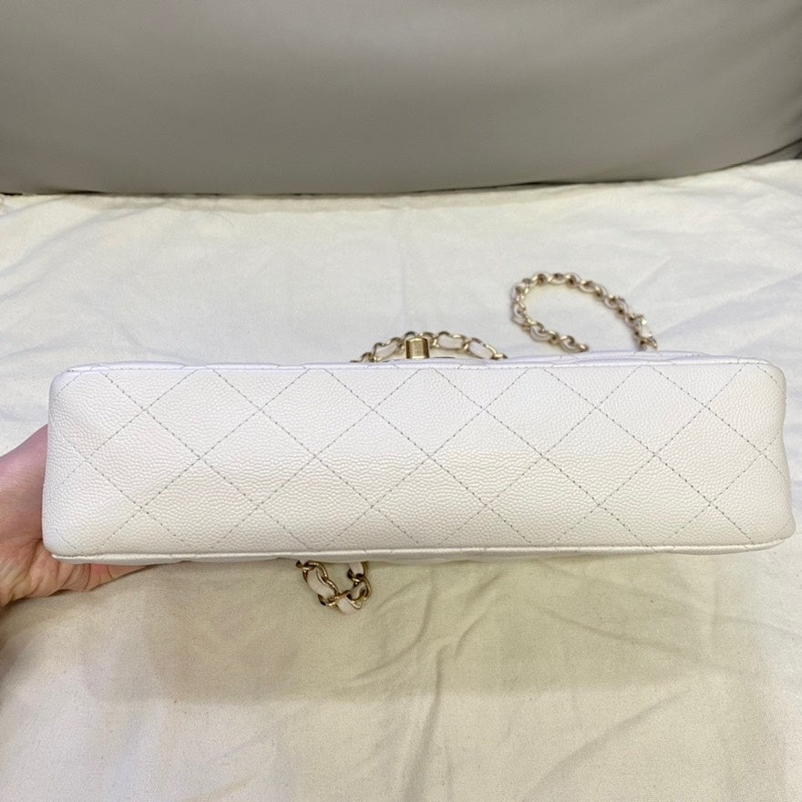 Chanel CF Bag Medium Caviar Leather Ivory Shoulder Bag