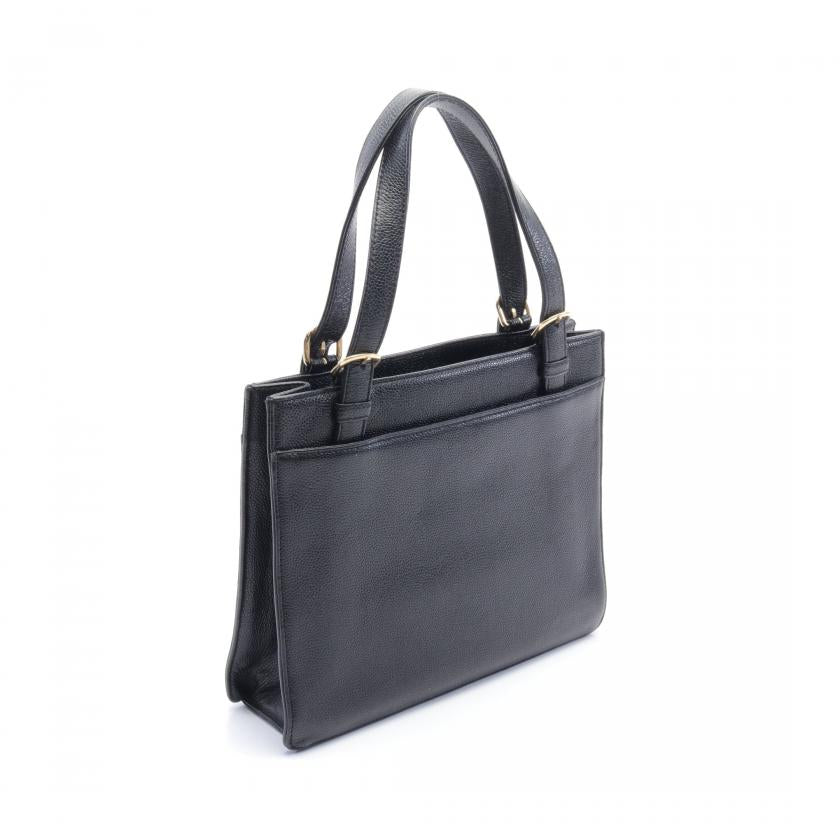 Pre-loved CHANEL Coco Mark Handbag Caviar Skin Black Gold Hardware