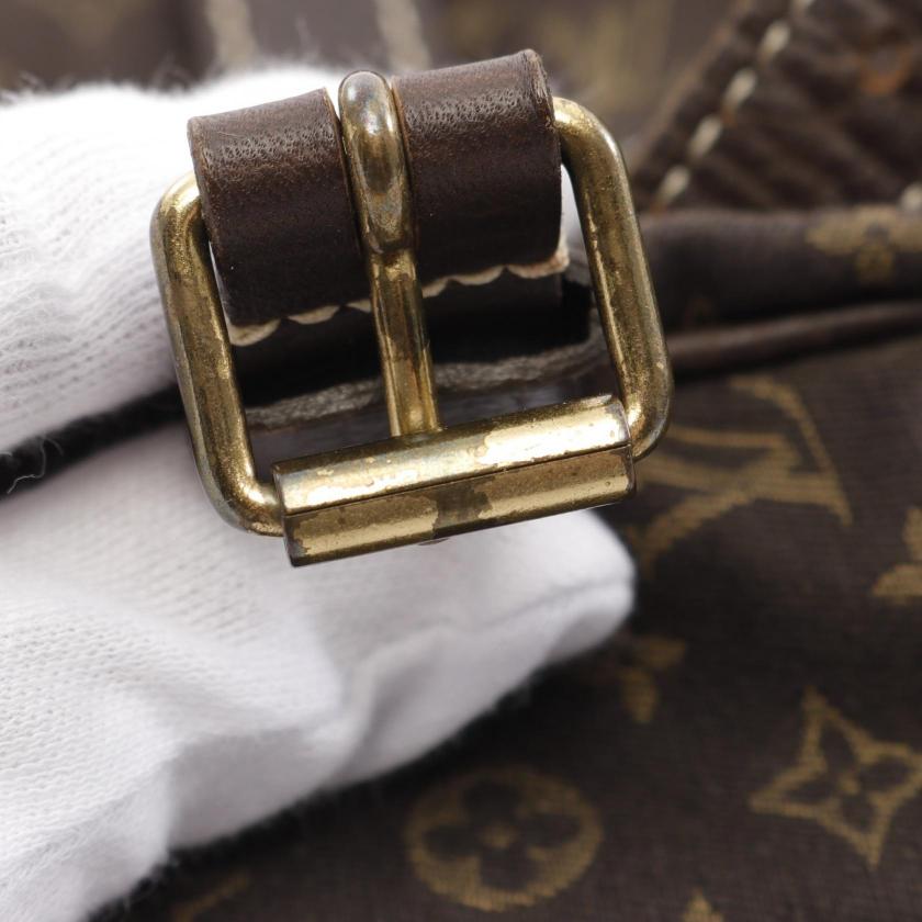 LOUIS VUITTON Saumur Monogram Mini Ebene Shoulder Bag Canvas Leather Dark Brown 951986