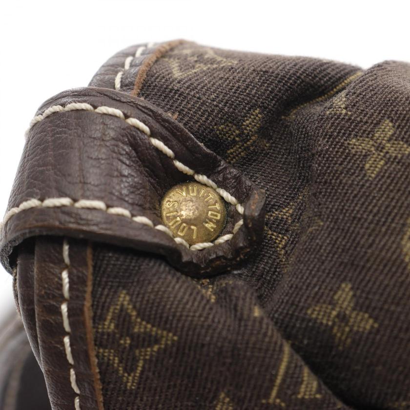 LOUIS VUITTON Saumur Monogram Mini Ebene Shoulder Bag Canvas Leather Dark Brown 951986