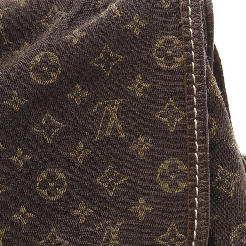 LOUIS VUITTON Saumur Monogram Mini Ebene Shoulder Bag Canvas Leather Dark Brown 951986