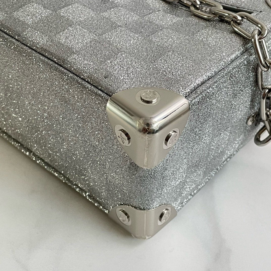 Louis Vuitton Soft Trunk Silver Glitter Damier Crossbody Bag (2022)