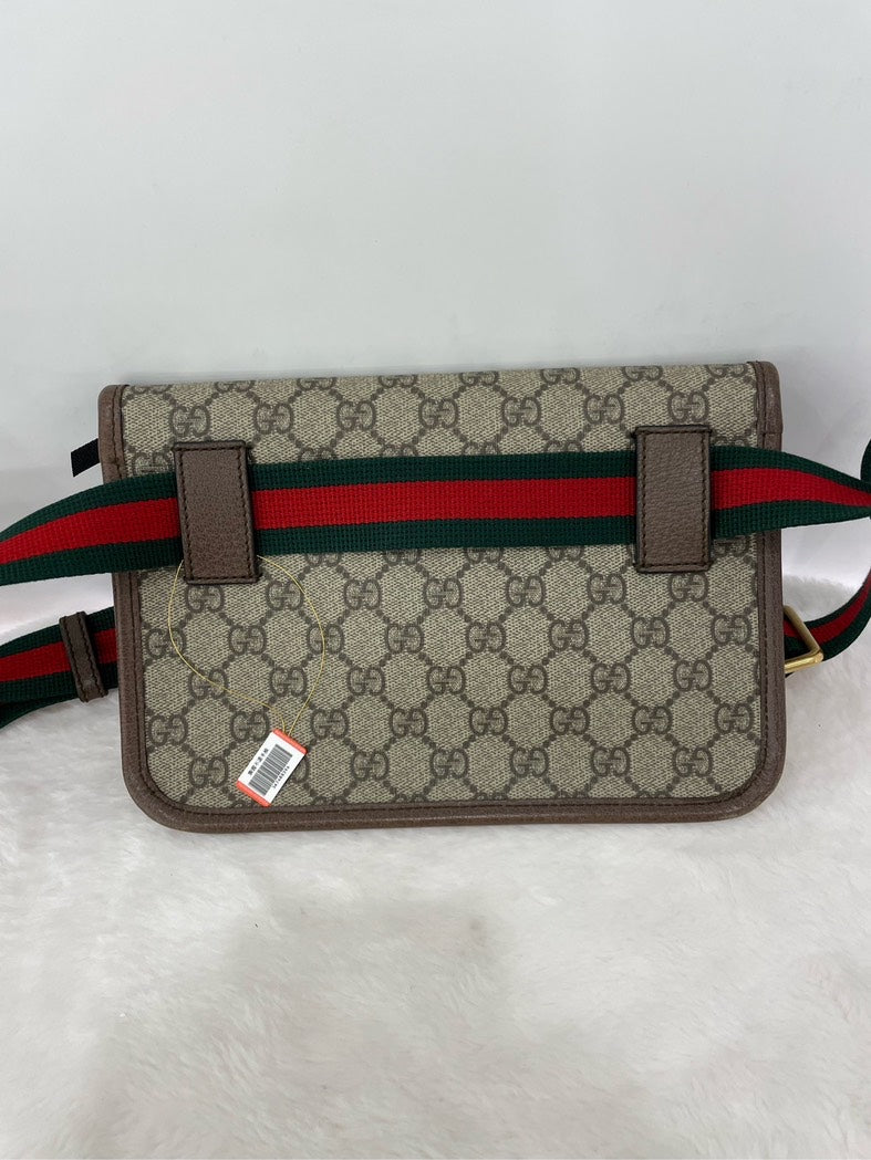 Gucci Tiger Head Waist Bag GG Supreme Beige Canvas Belt Bag