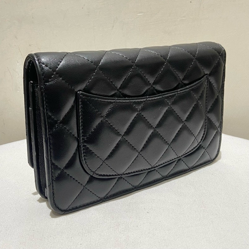 Chanel Lambskin WOC Black Gold Crossbody Bag