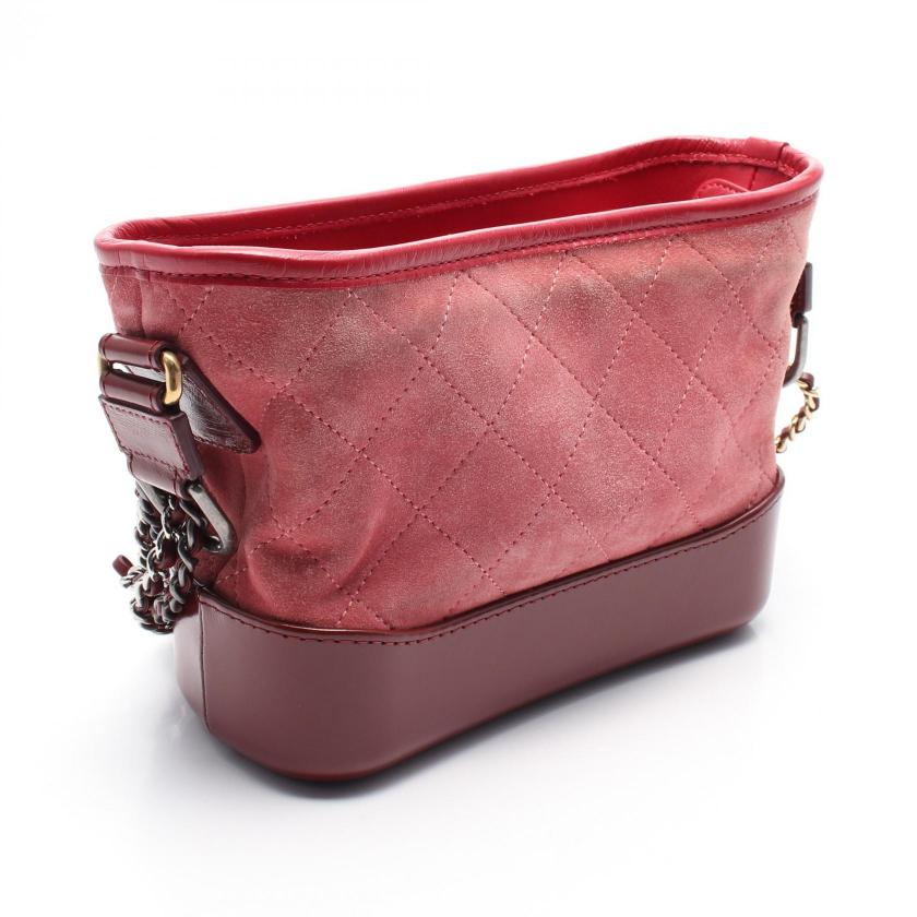 CHANEL Gabriel De Chanel Small Hobo Chain Shoulder Bag Pink Suede Leather