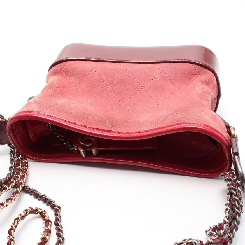 CHANEL Gabriel De Chanel Small Hobo Chain Shoulder Bag Pink Suede Leather