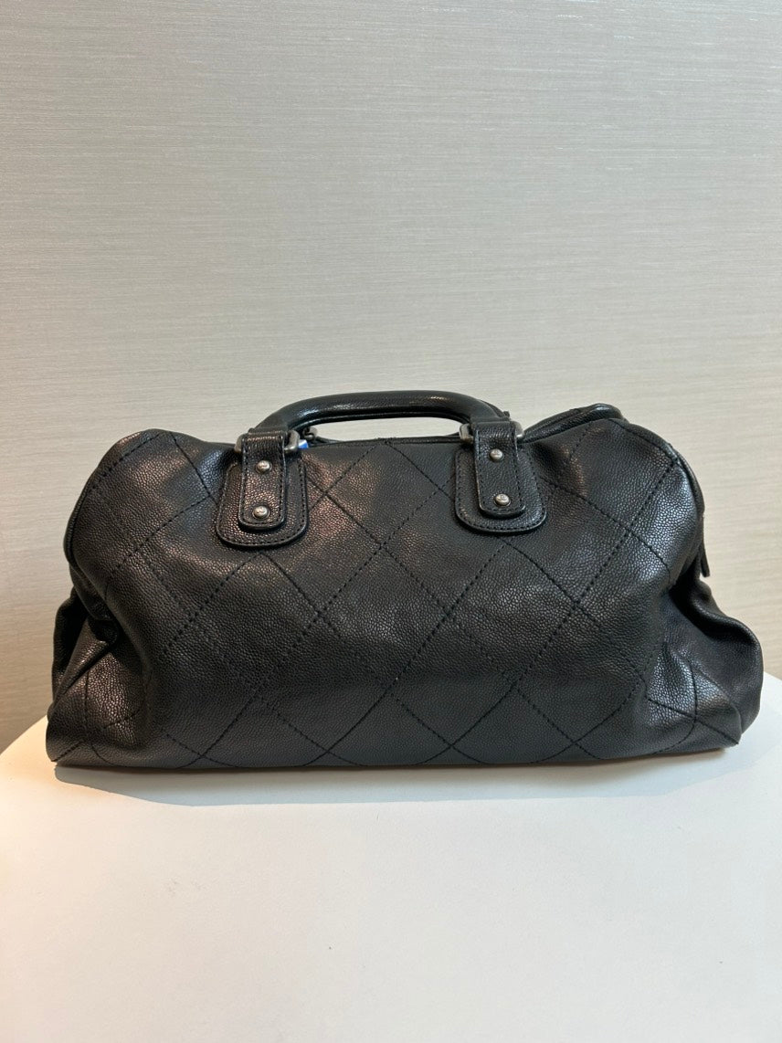 Chanel Quilted Black Leather Top Handle Bag