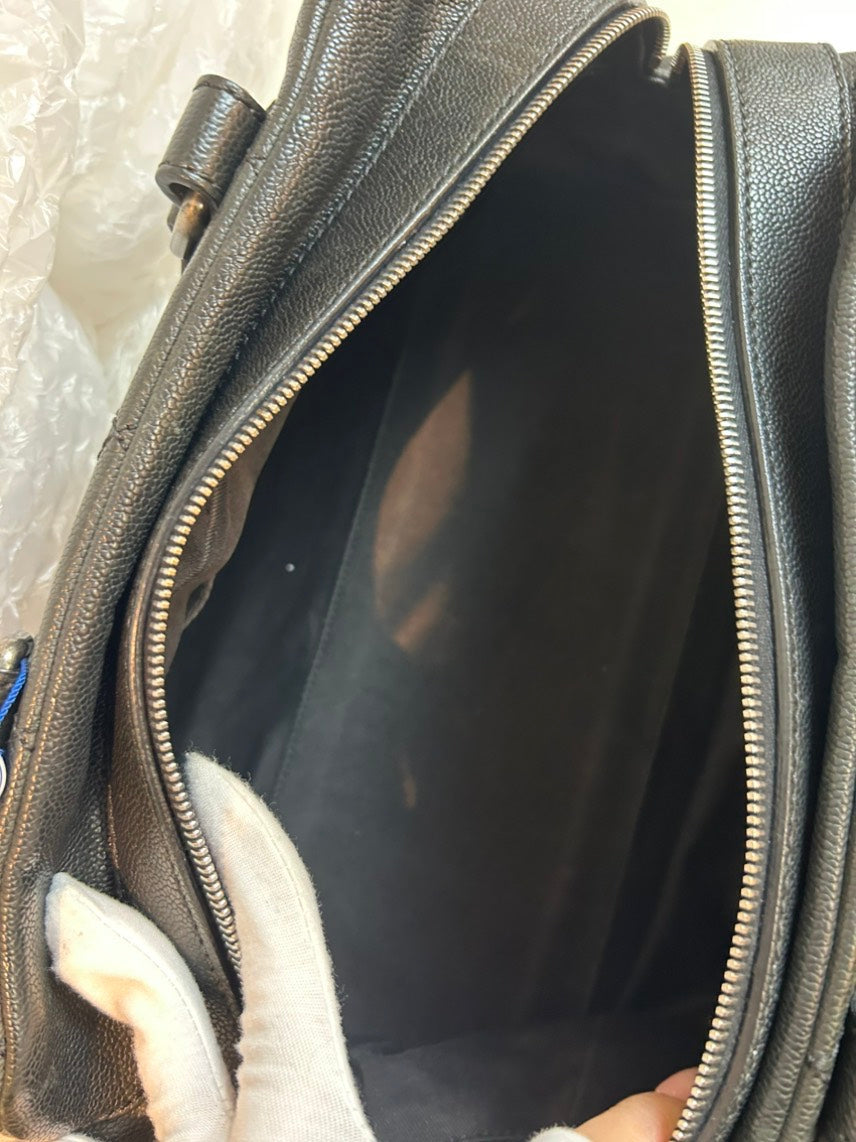 Chanel Quilted Black Leather Top Handle Bag