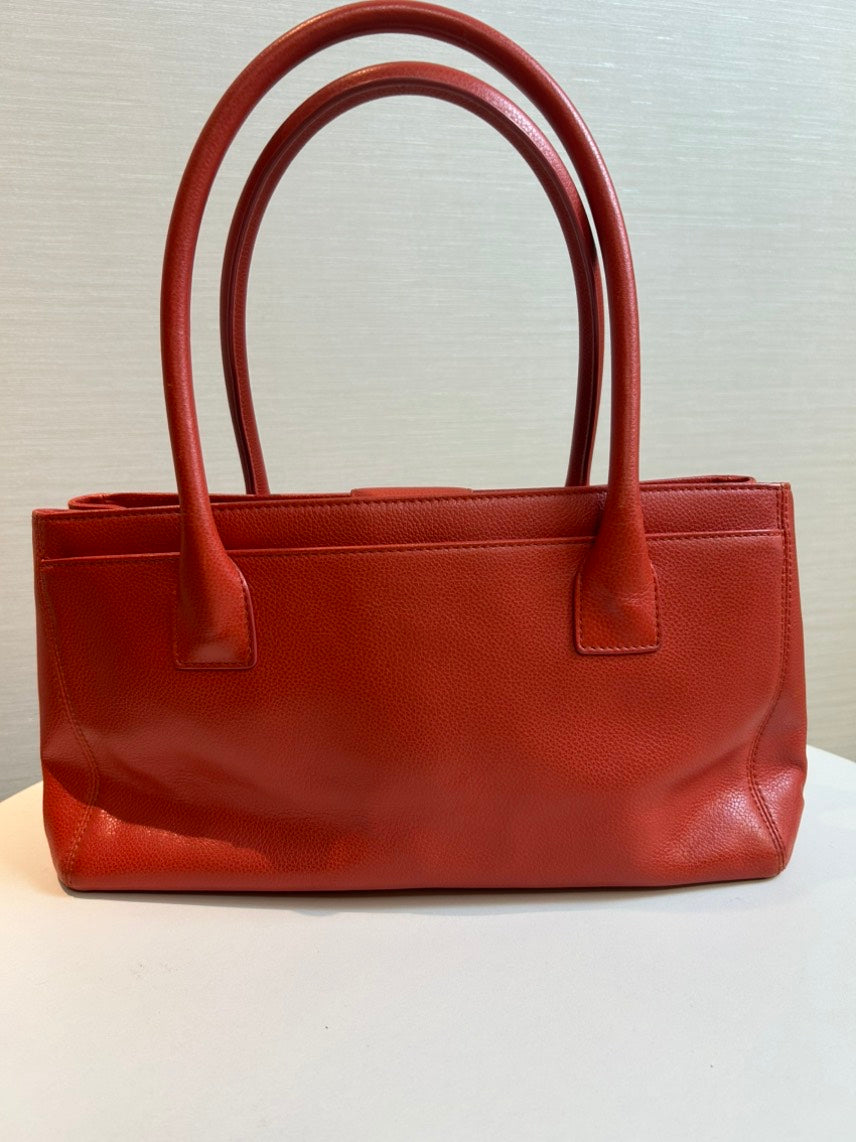 Chanel Timeless CC Logo Red Leather Satchel Bag