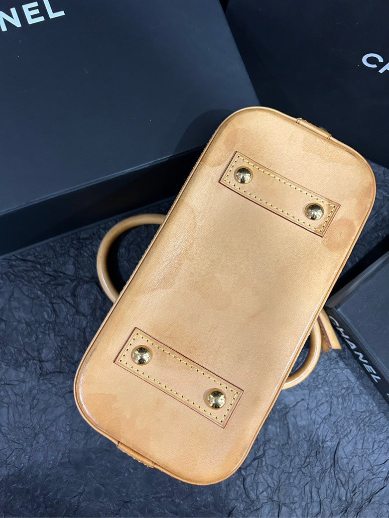 Louis Vuitton Alma BB Monogram Gold Hardware Shell Bag Brown Top Handle Bag