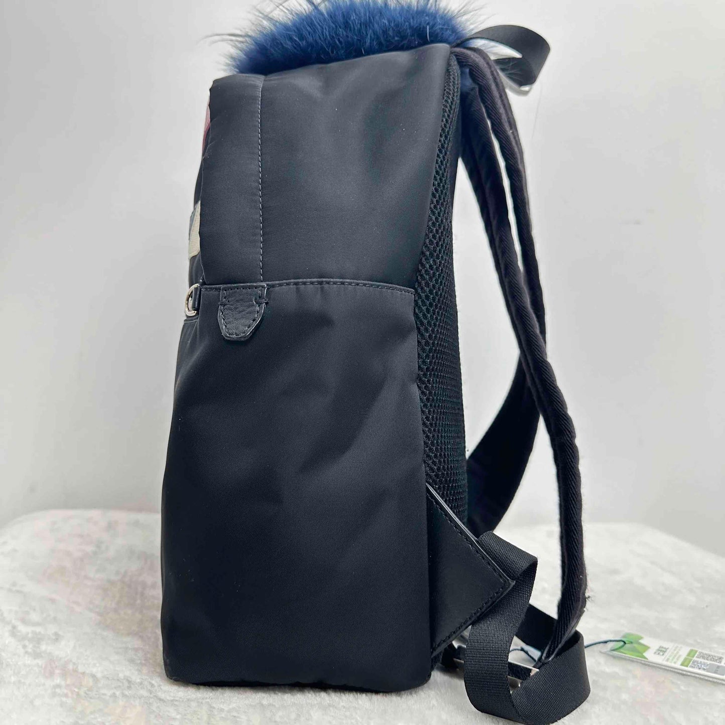 Fendi Monster Black & Pink Nylon Leather Trim Backpack Pre-loved BJ1101504030