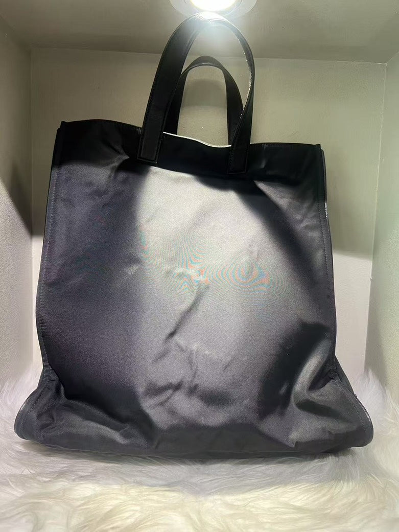 FENDI Peekaboo Yellow Eyes Large Black Nylon Tote Bag