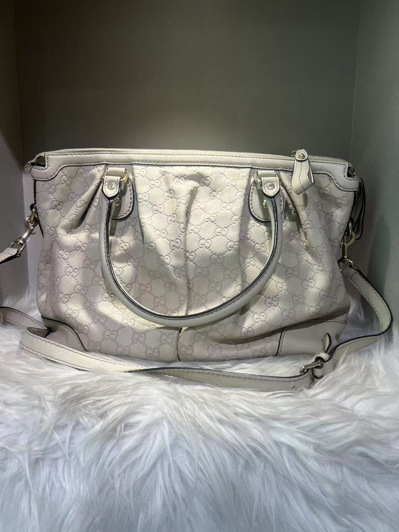 GUCCI GG Imprime White Shoulder Bag