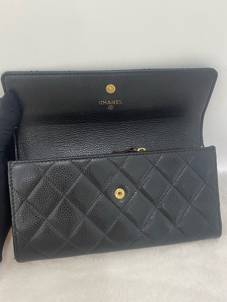 Chanel Quilted Black Leather Wallet on Chain