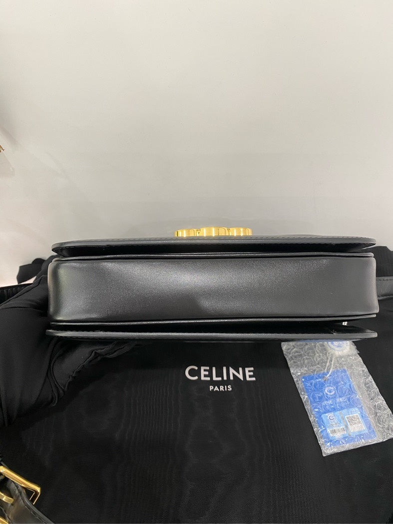 Celine Triomphe Bag Black Leather Crossbody Bag