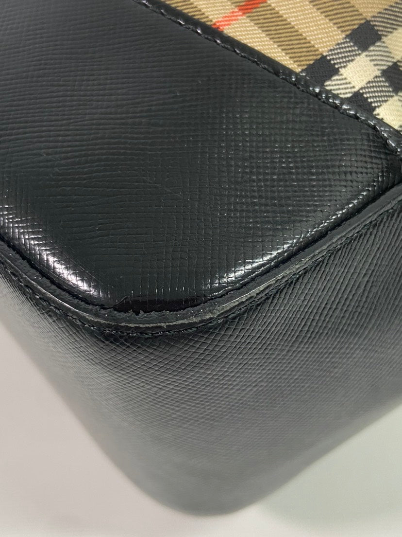Burberry Vintage Plaid Tote Bag in Beige Canvas