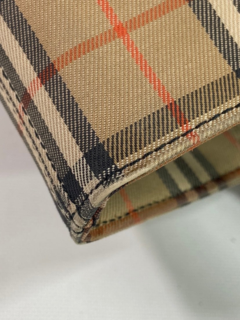 Burberry Vintage Plaid Tote Bag in Beige Canvas