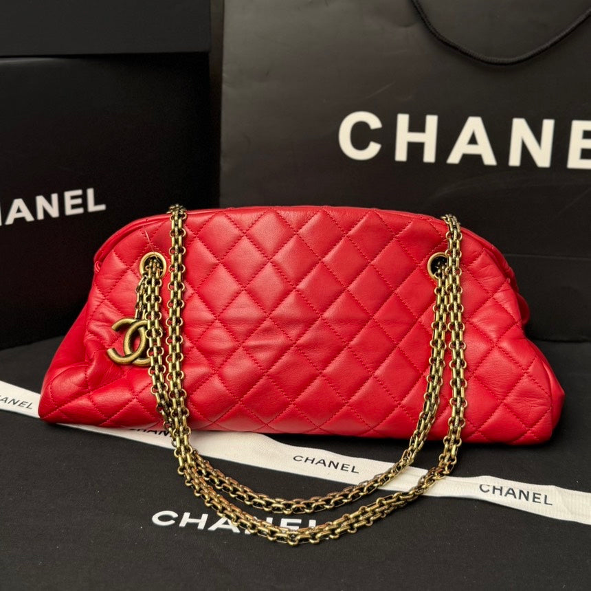 Chanel Red Quilted Leather Shoulder Bag