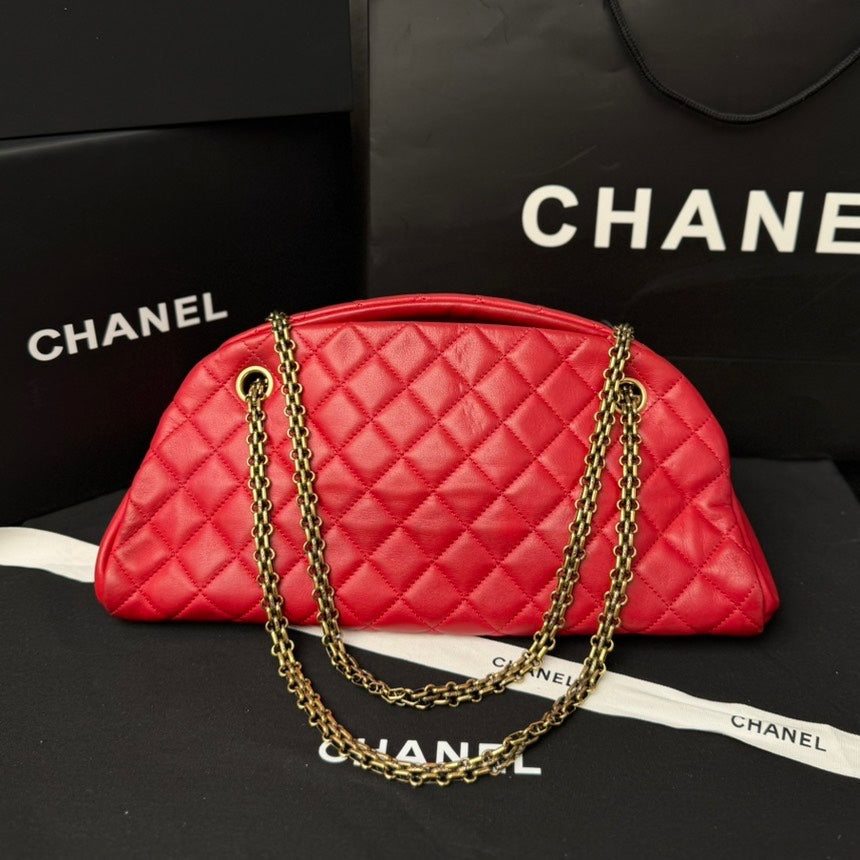 Chanel Red Quilted Leather Shoulder Bag