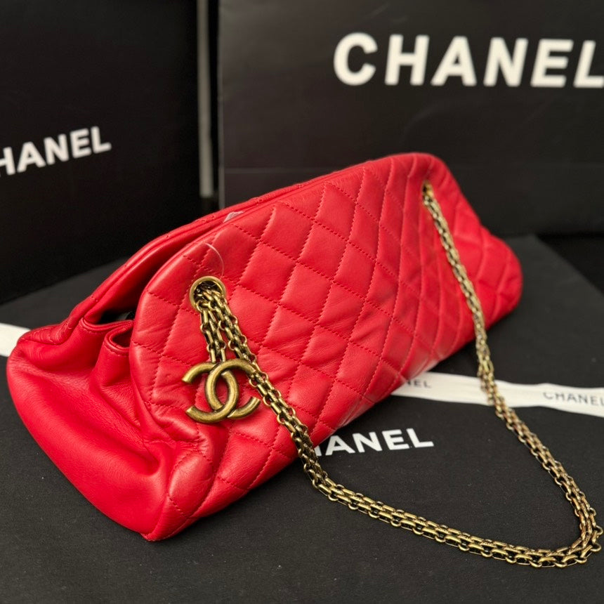 Chanel Red Quilted Leather Shoulder Bag