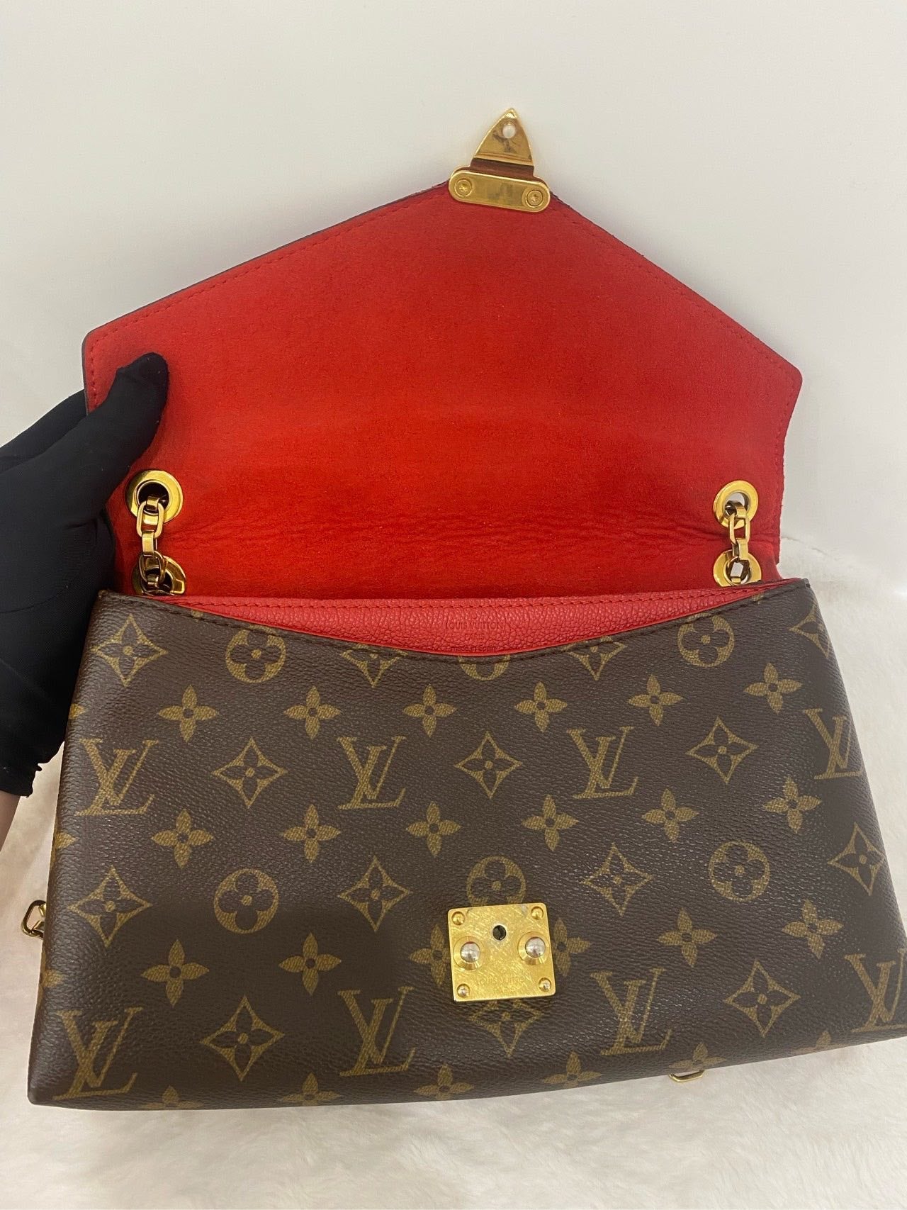 Louis Vuitton Pallas Monogram Canvas and Leather Shoulder Bag in Red