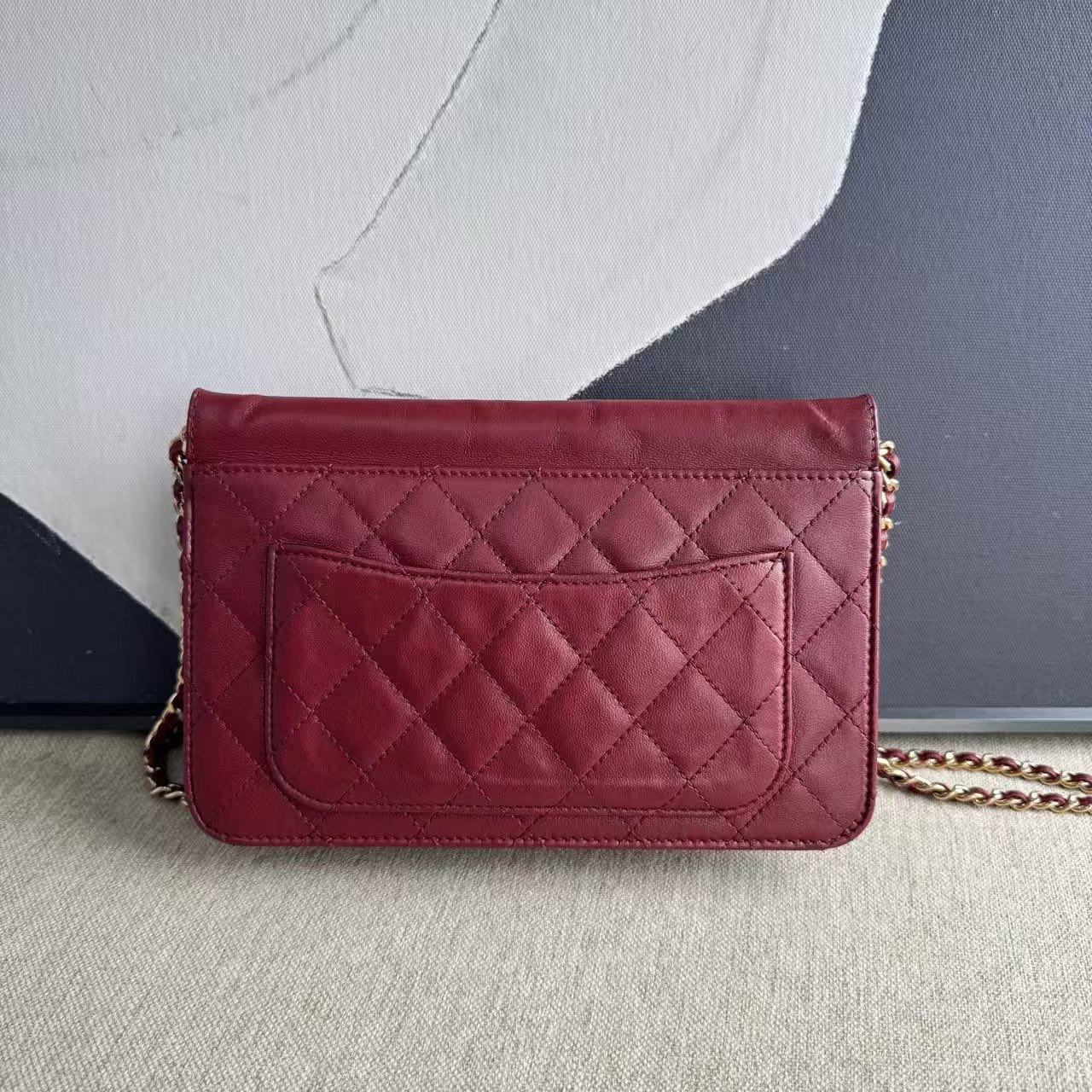 Chanel CF Burgundy Quilted Leather Shoulder Bag Preloved 2013-2014