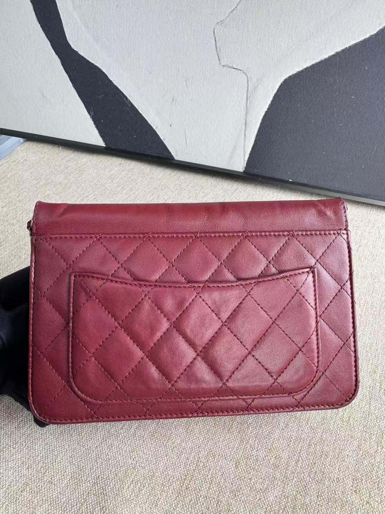 Chanel CF Burgundy Quilted Leather Shoulder Bag Preloved 2013-2014