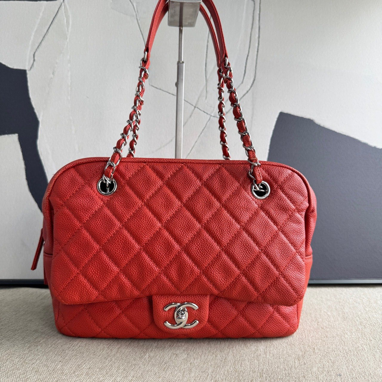 Preloved Chanel CF Red Quilted Leather Shoulder Bag