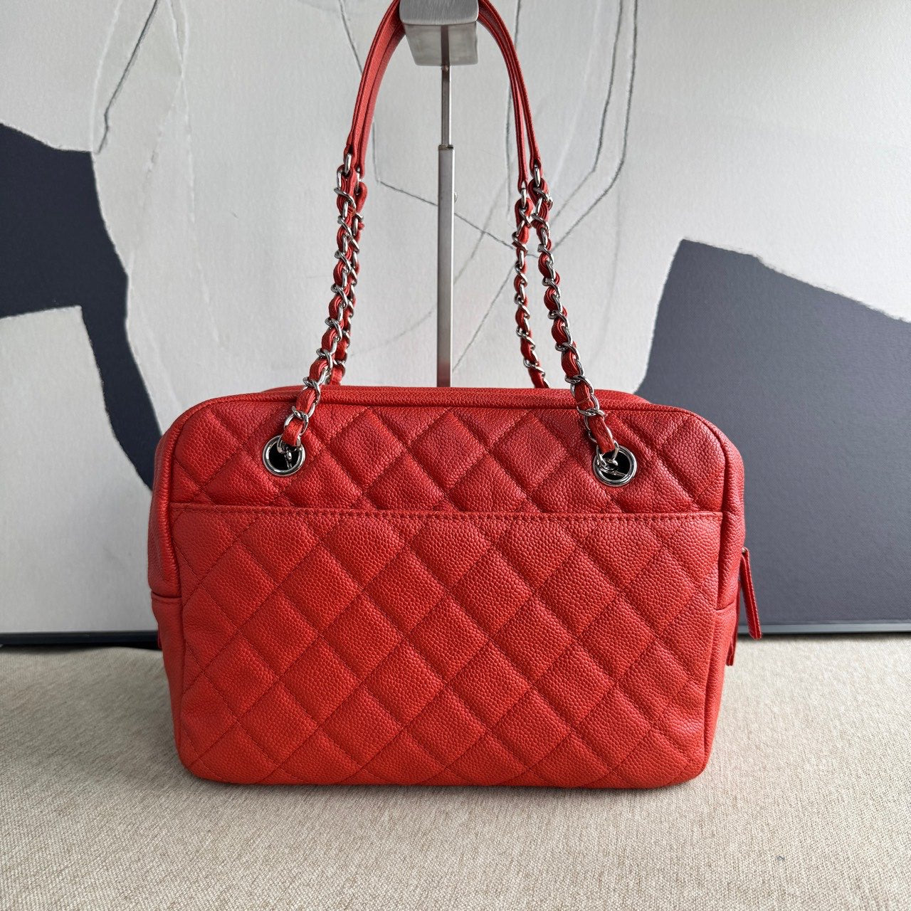 Preloved Chanel CF Red Quilted Leather Shoulder Bag