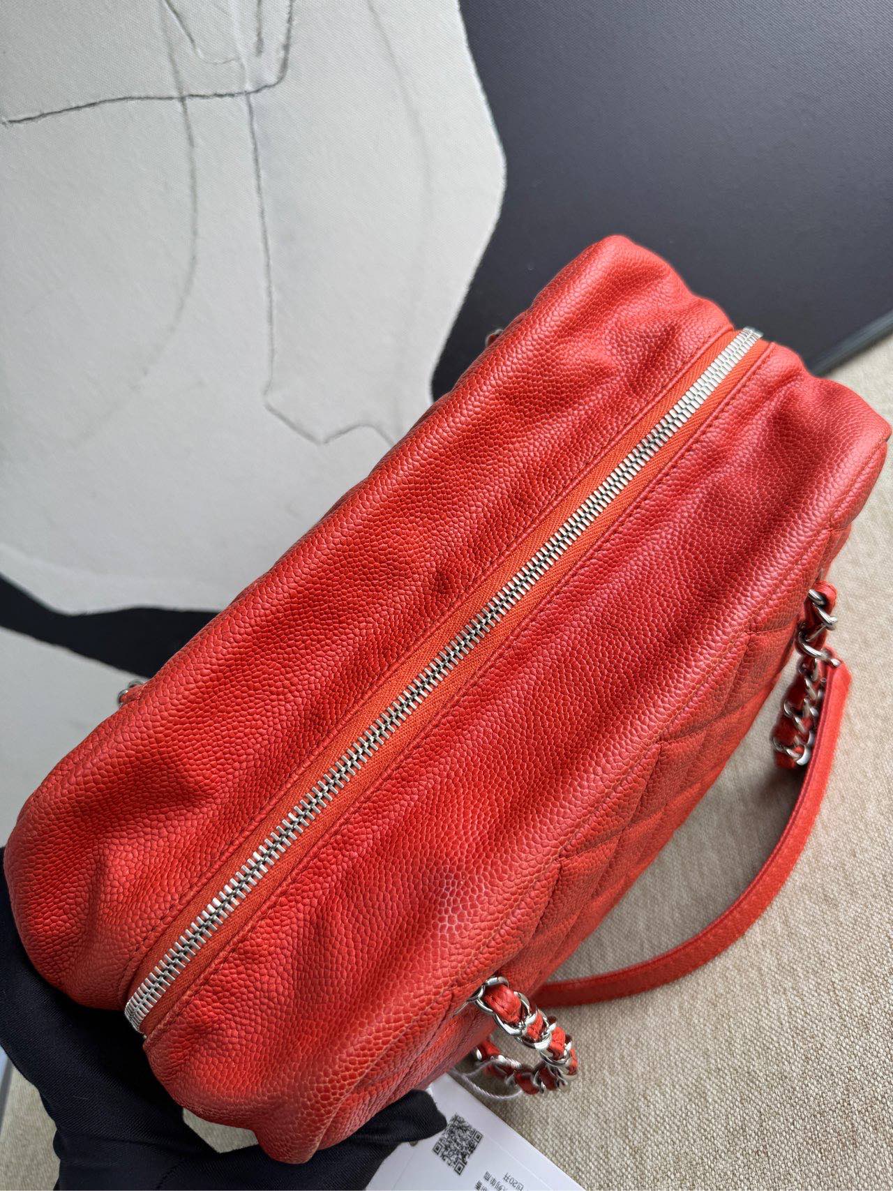 Preloved Chanel CF Red Quilted Leather Shoulder Bag