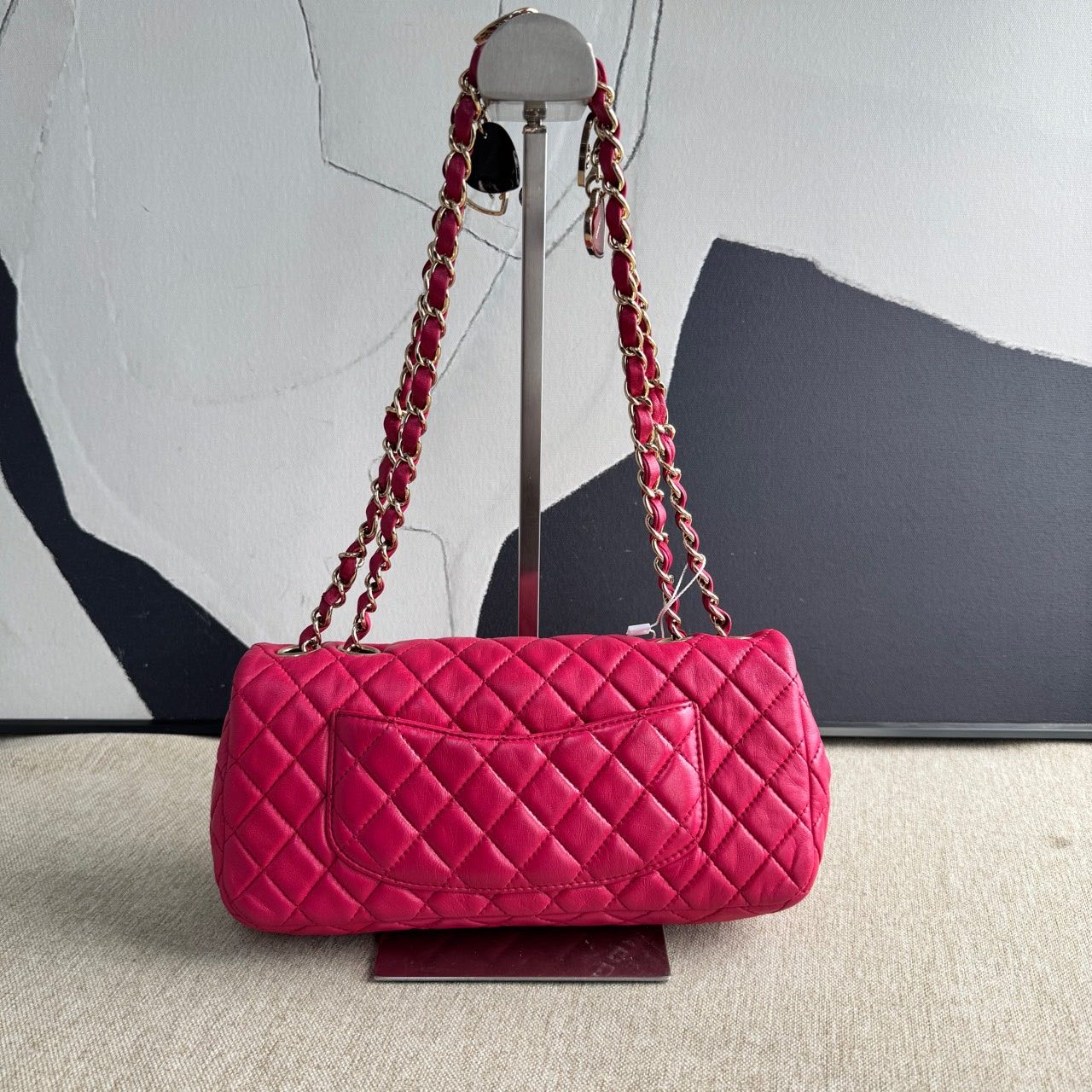 Chanel Classic Flap Pink Leather Shoulder Bag Preloved 2009-2010