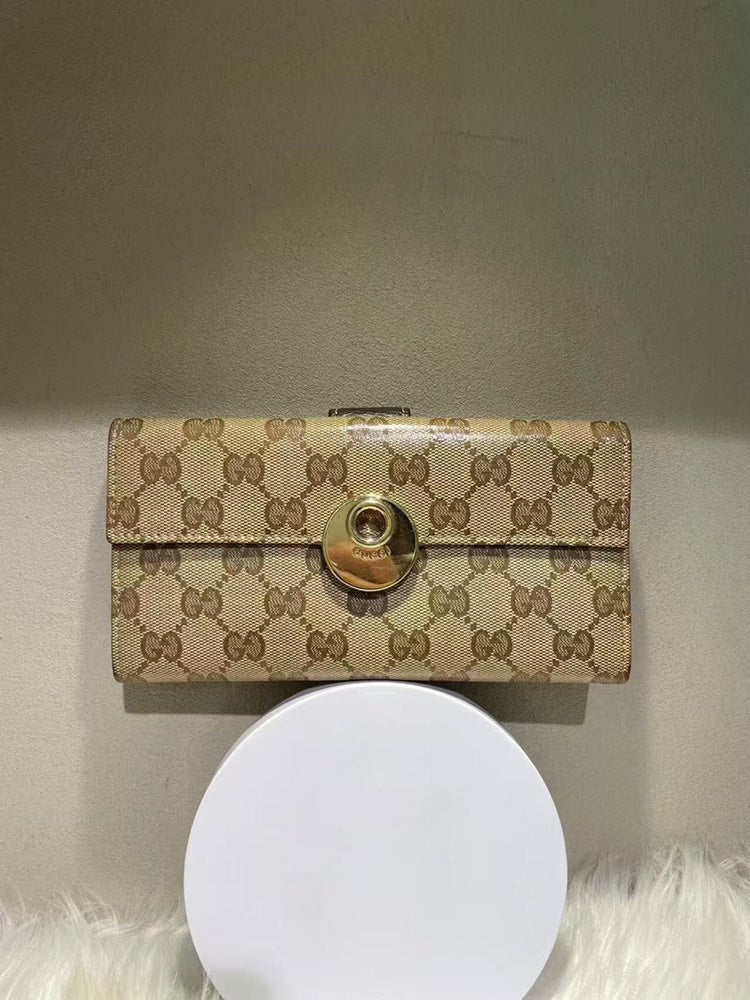 Pre-loved GUCCI GG Monogram Beige Canvas Wallet