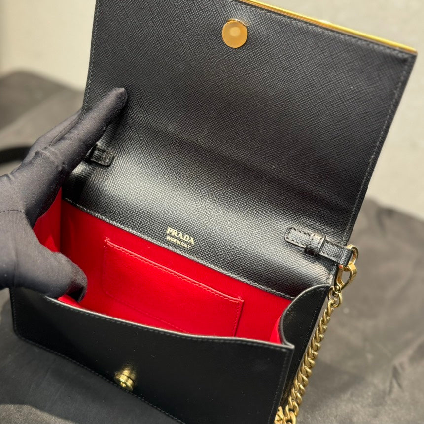 PRADA Saffiano Leather Black Shoulder Bag
