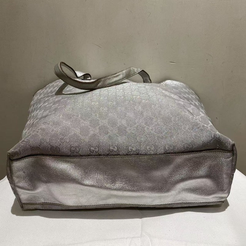 Gucci GG Tote Gray Canvas Bag