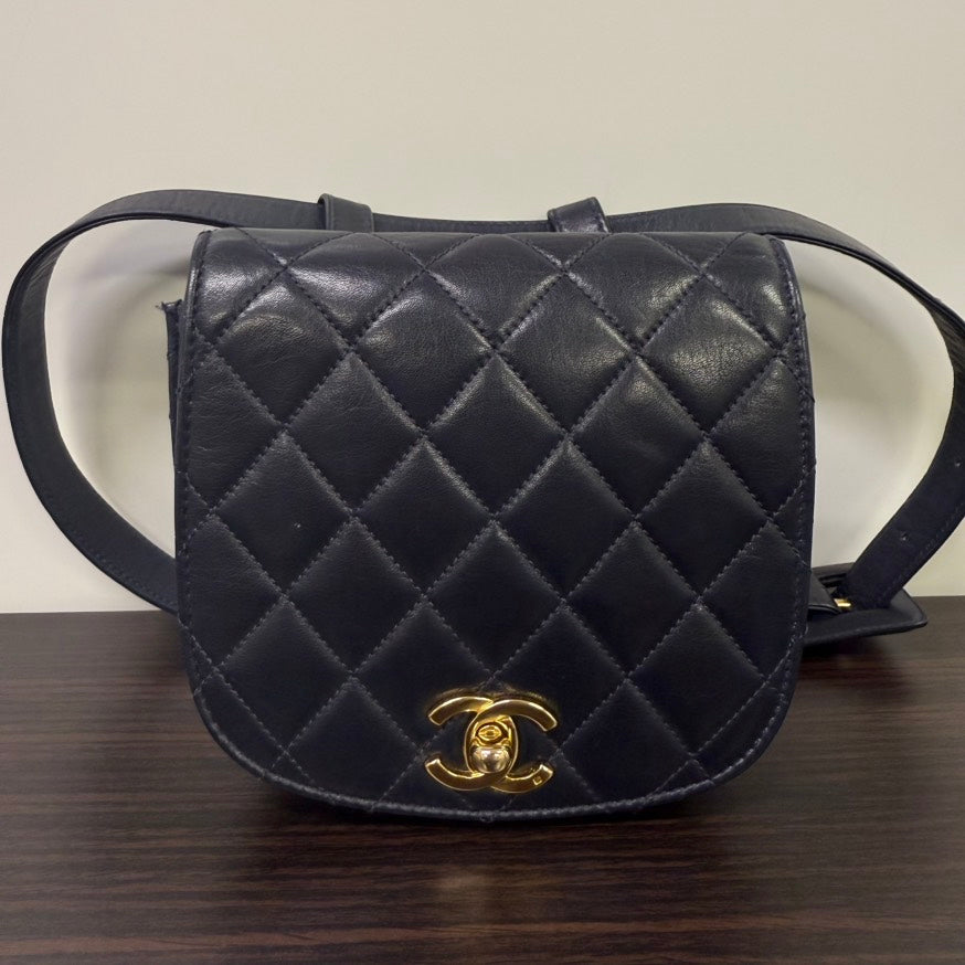 BP Vintage Chanel Lambskin Belt Bag Navy 75cm/30” LB114484