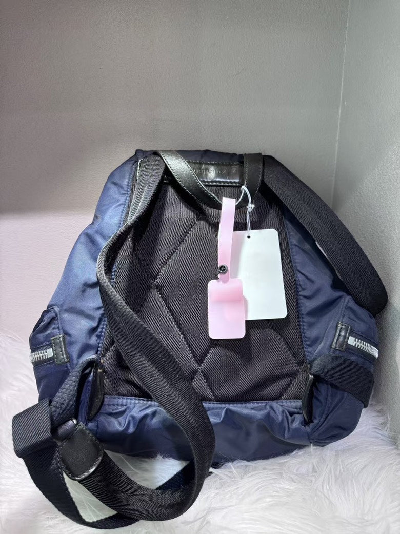 Pre-loved BURBERRY Navy Nylon Backpack Bag