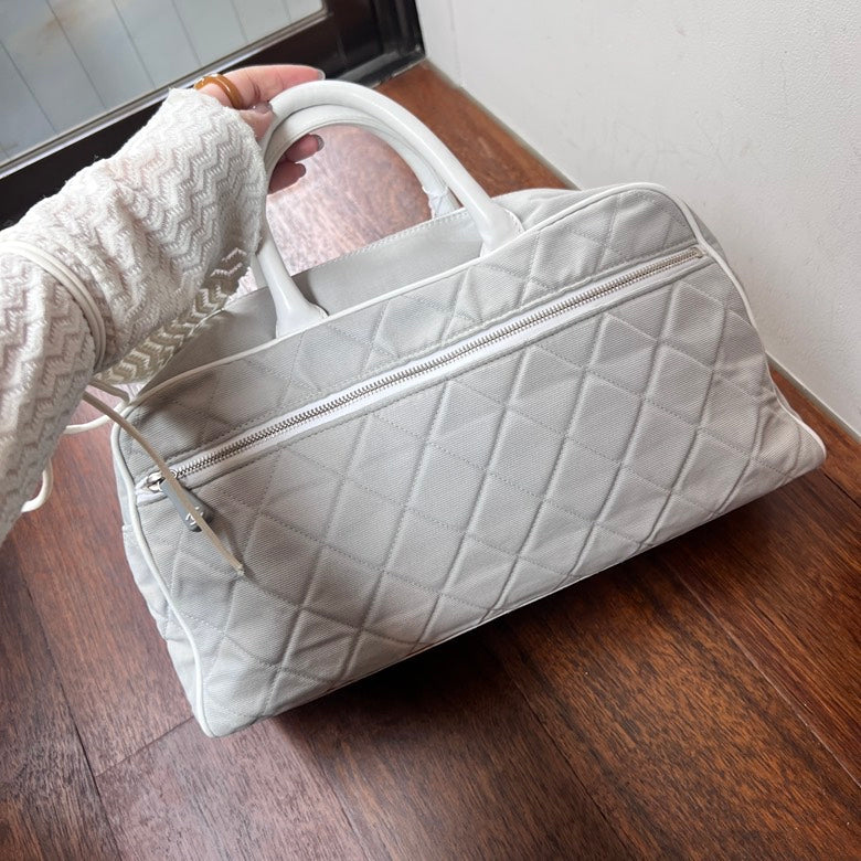Preloved Chanel Canvas & Leather Handbag AG548 in Gray Shoulder Bag