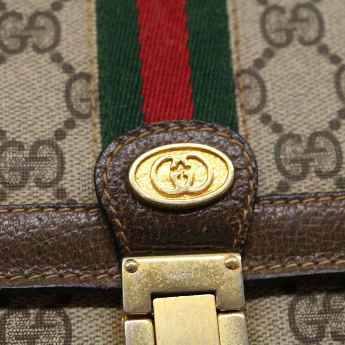 GUCCI GG Canvas Web Sherry Line Shoulder Bag Beige Red Green rd2223