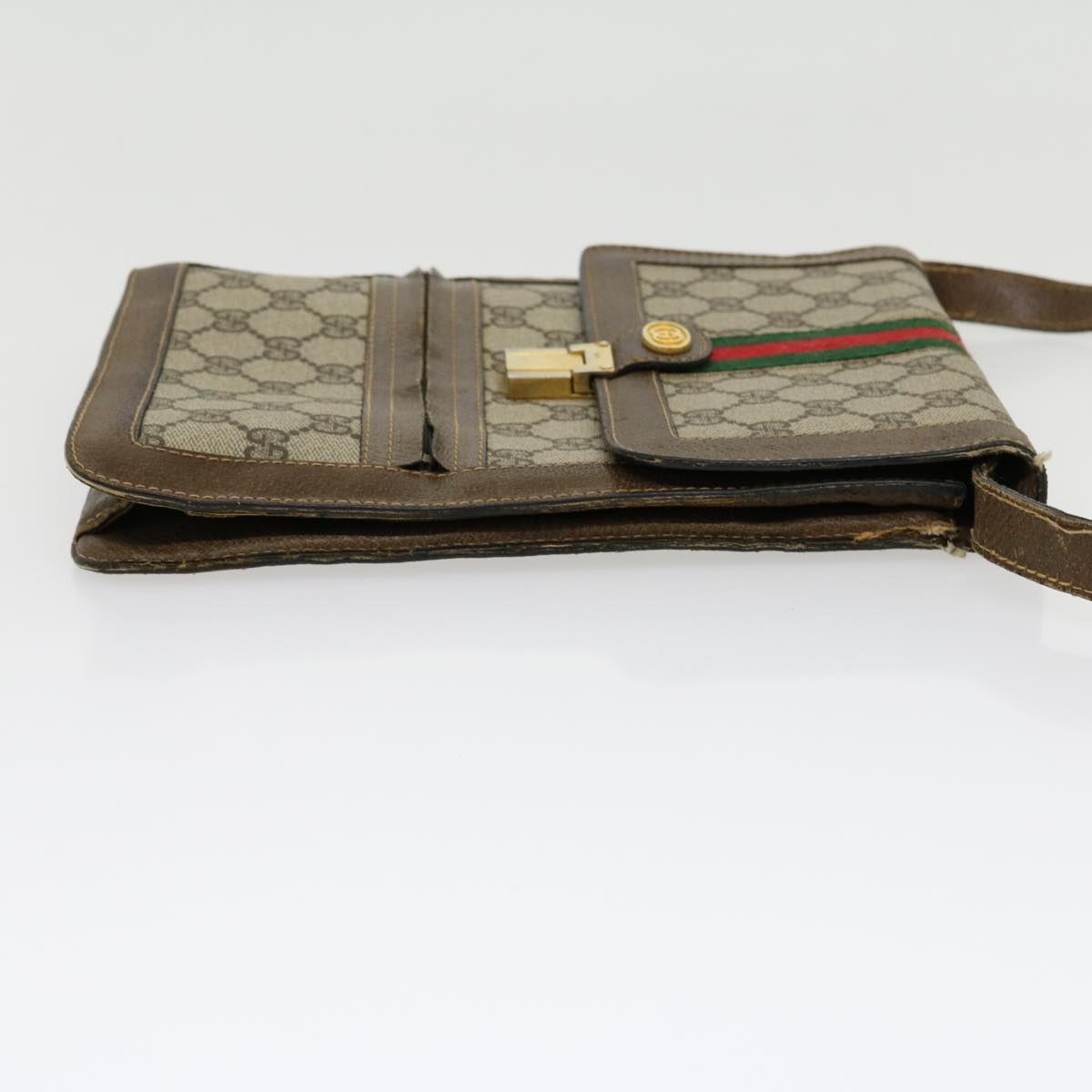 GUCCI GG Canvas Web Sherry Line Shoulder Bag Beige Red Green rd2223